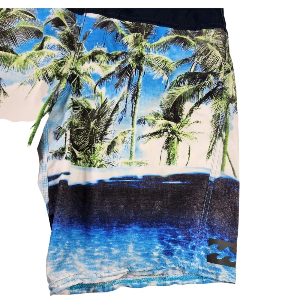 Billabong Board Shorts 29 Men Tropical Blue Green White Functional Fly 10